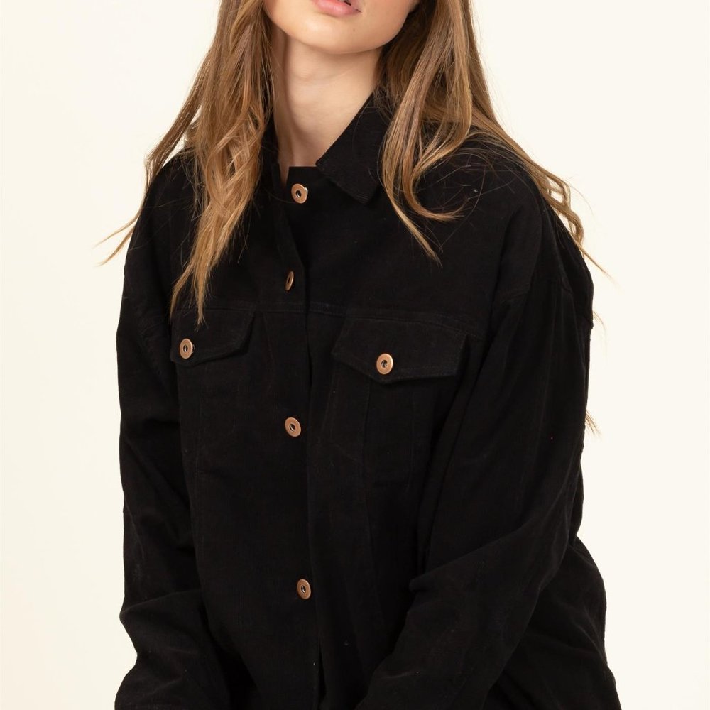 frayed corduroy shacket